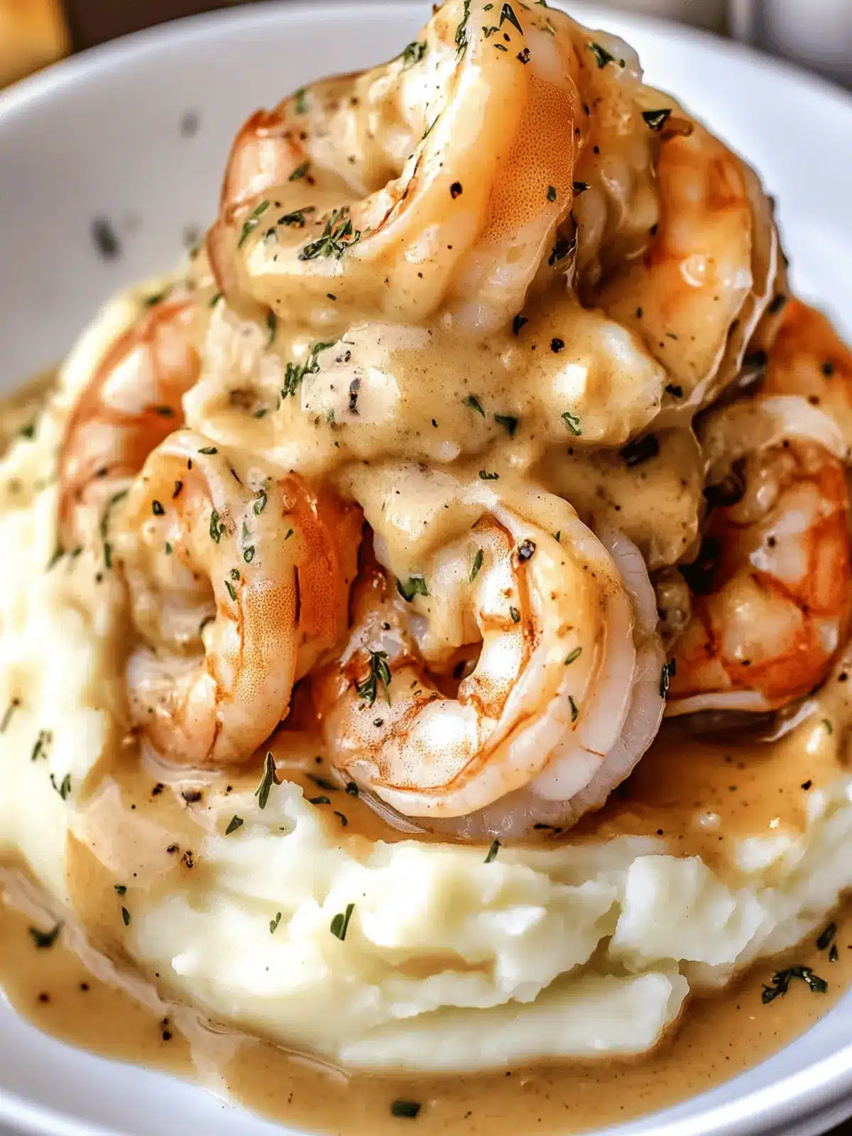 Creamy Garlic Shrimp Over Mashed Potatoes