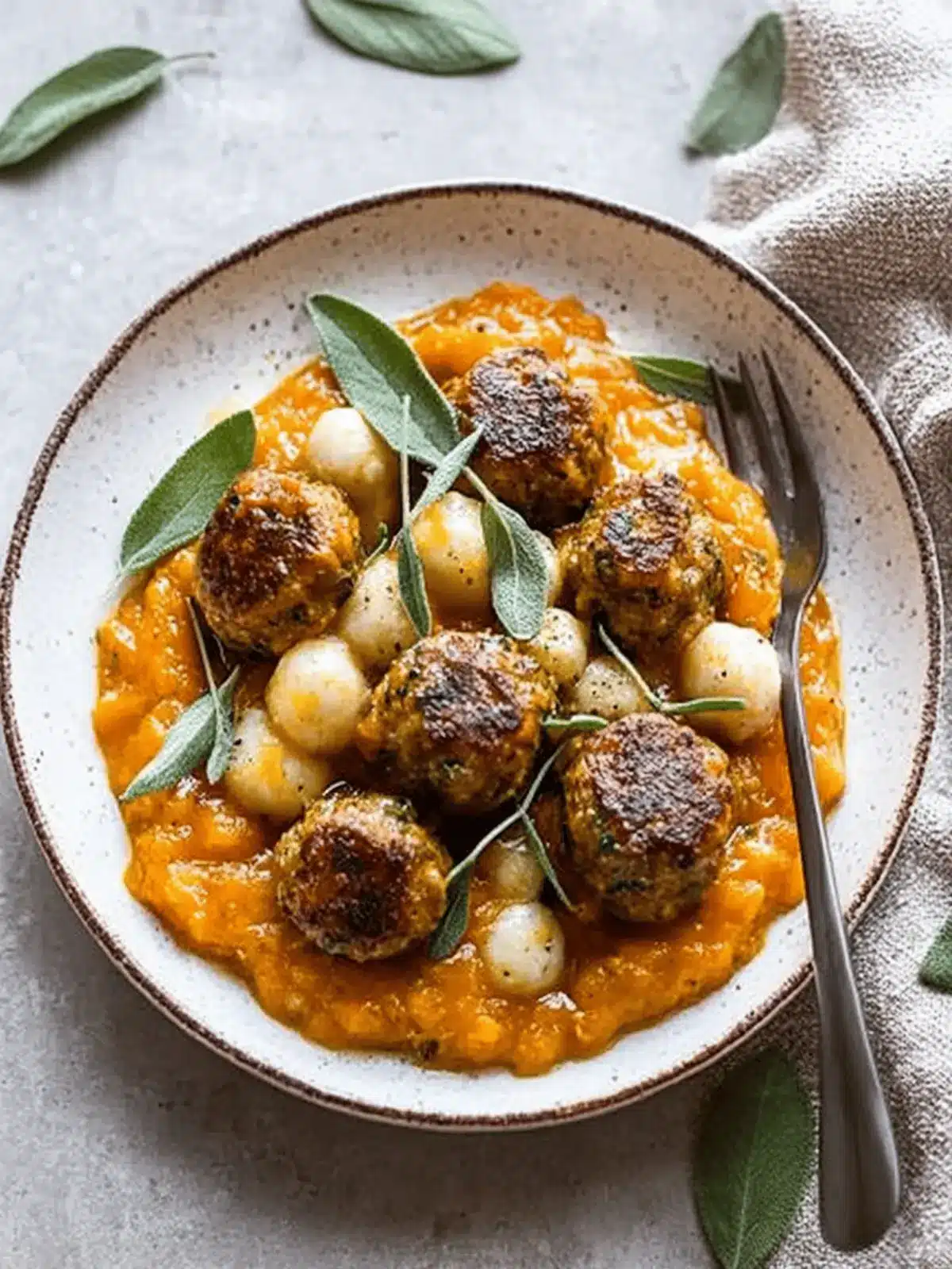 Turkey Meatballs in Pumpkin Sage Sauce