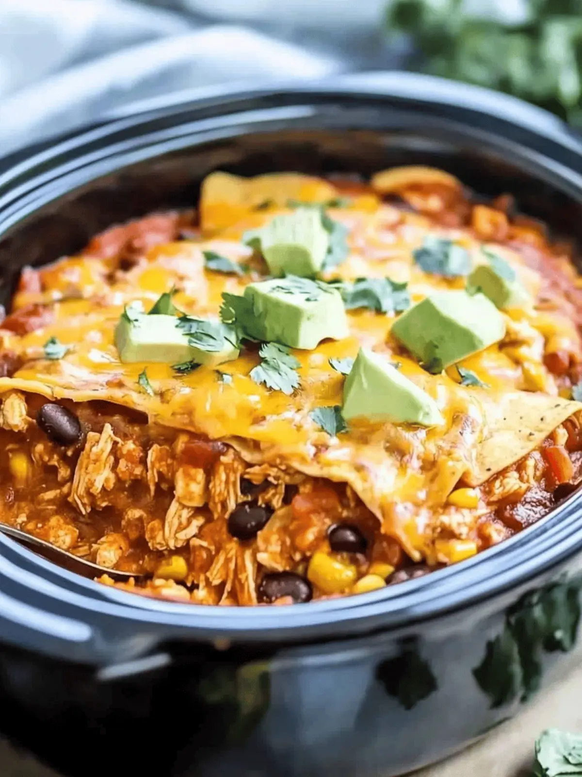 Crockpot Chicken Enchilada Casserole