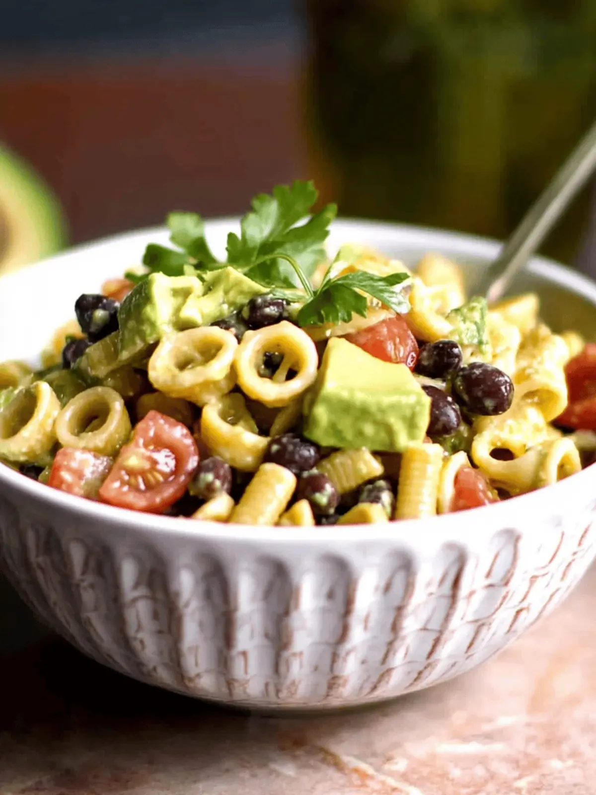 Pasta Salad with Avocado and Black Beans