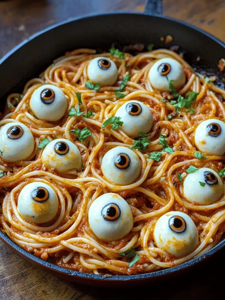 Spaghetti with Mozzarella Eyeballs