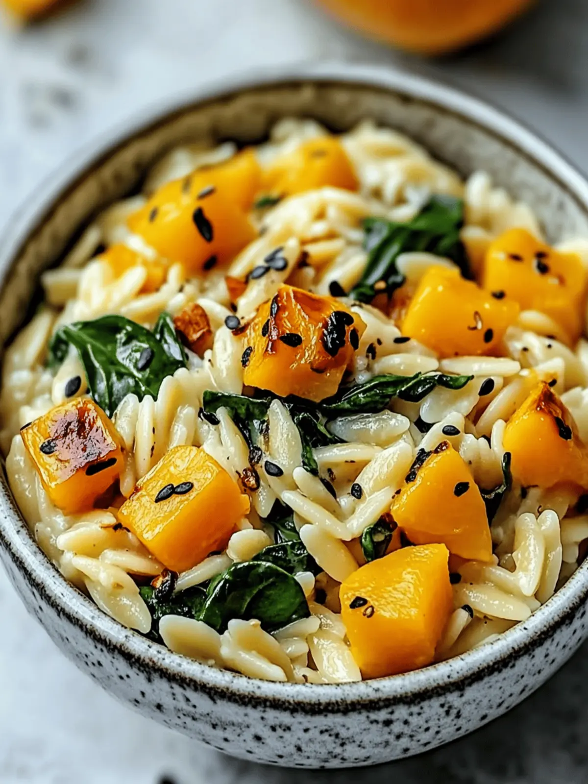 Creamy Orzo with Roasted Butternut Squash and Spinach