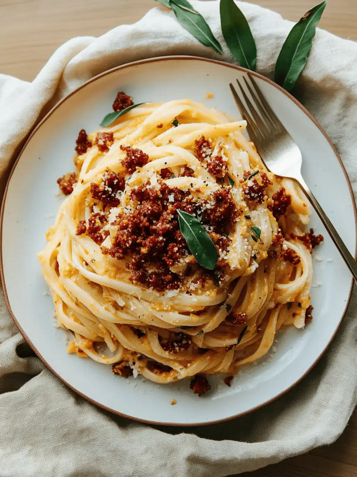 Pasta with Butternut Squash Sauce and Chorizo