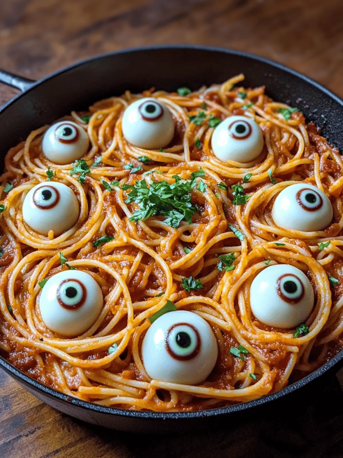 Spaghetti with Mozzarella Eyeballs