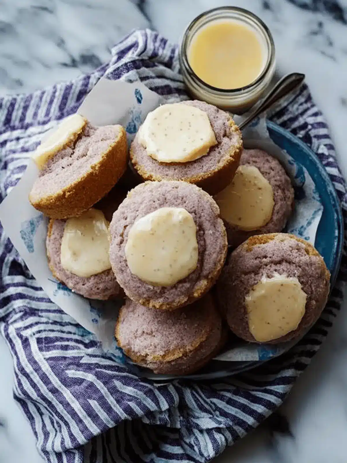 Blue Cornbread Muffins with Salty Honey Butter