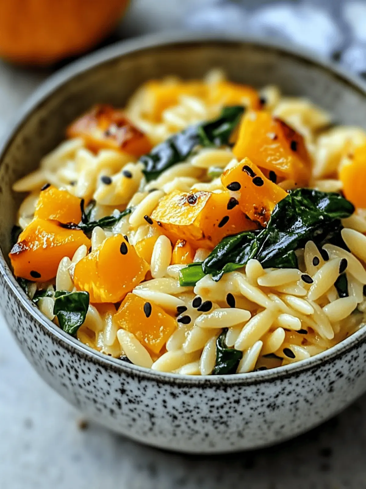 Creamy Orzo with Roasted Butternut Squash and Spinach