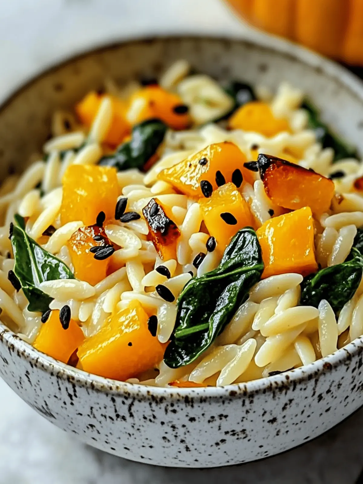 Creamy Orzo with Roasted Butternut Squash and Spinach