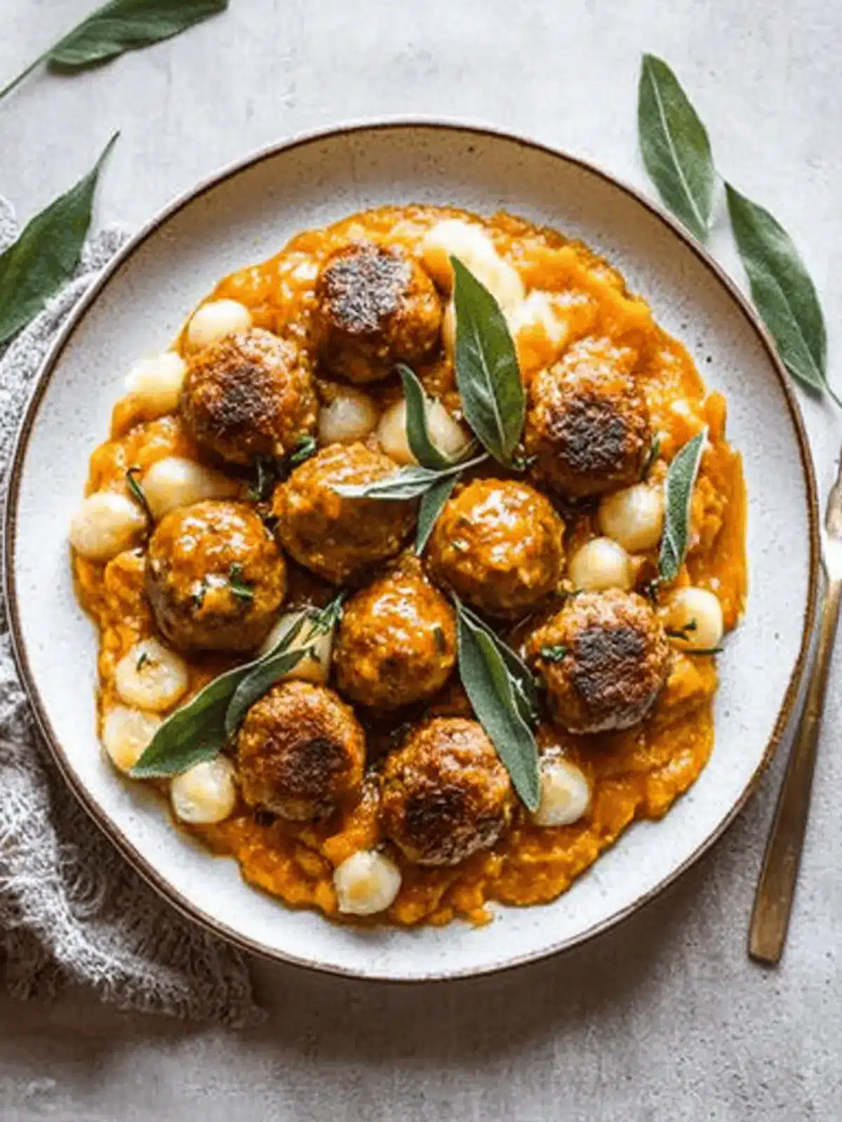 Turkey Meatballs in Pumpkin Sage Sauce