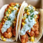 Fried Chicken Street Corn Tacos with Jalapeño Lime Ranch
