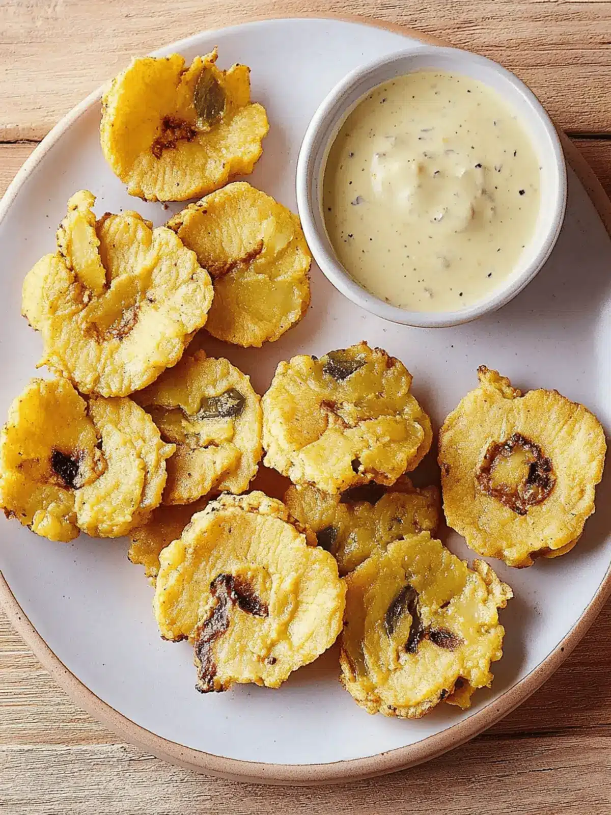 Air Fryer Tostones with Creamy Mojo Dipping Sauce