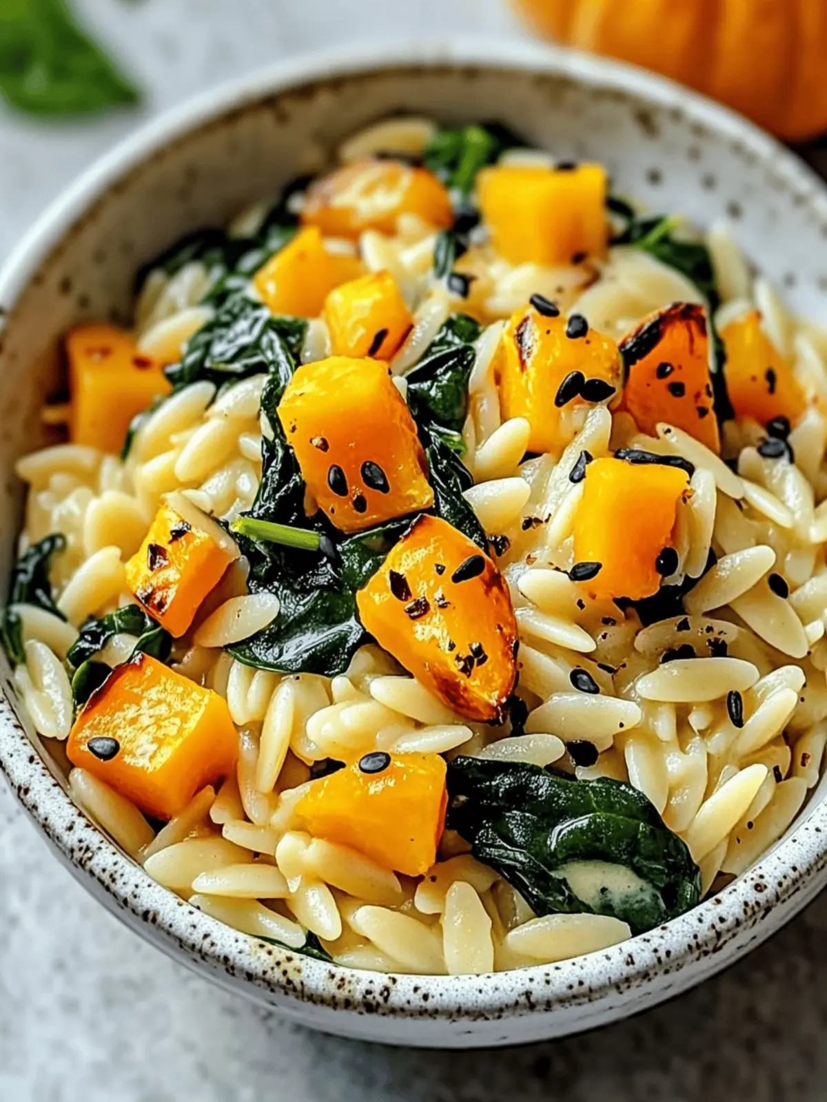 Creamy Orzo with Roasted Butternut Squash and Spinach