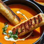 Pumpkin Tomato Soup With Grilled Swiss Cheese Sticks