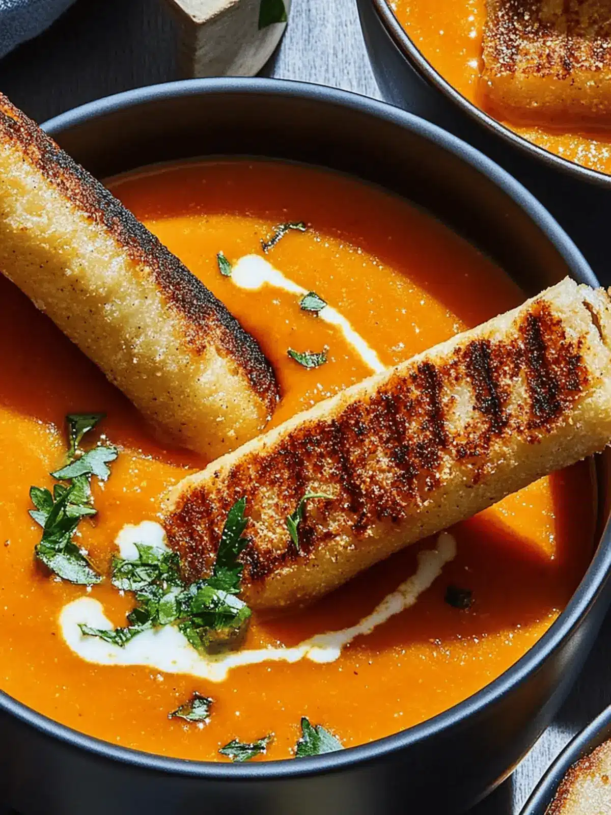 Cozy Pumpkin Tomato Soup with Grilled Swiss Cheese Sticks 5 Pumpkin Tomato Soup With Grilled Swiss Cheese Sticks