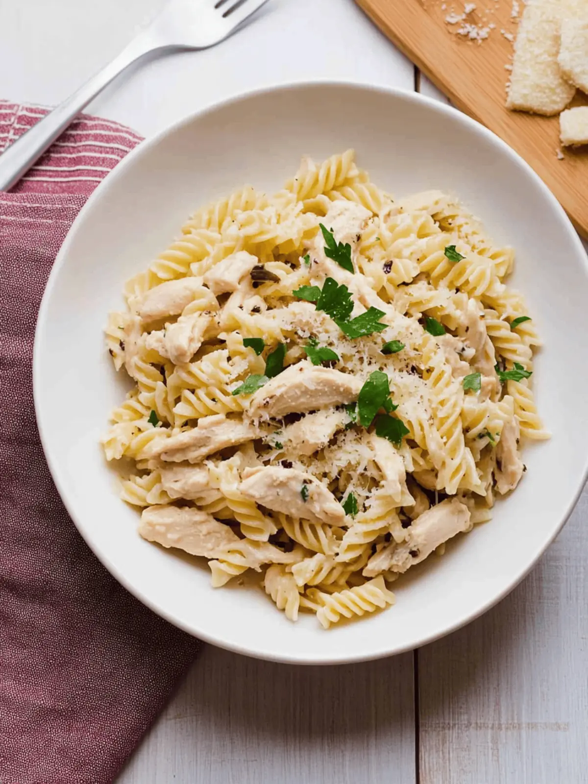 Crockpot Garlic Parmesan Chicken Pasta