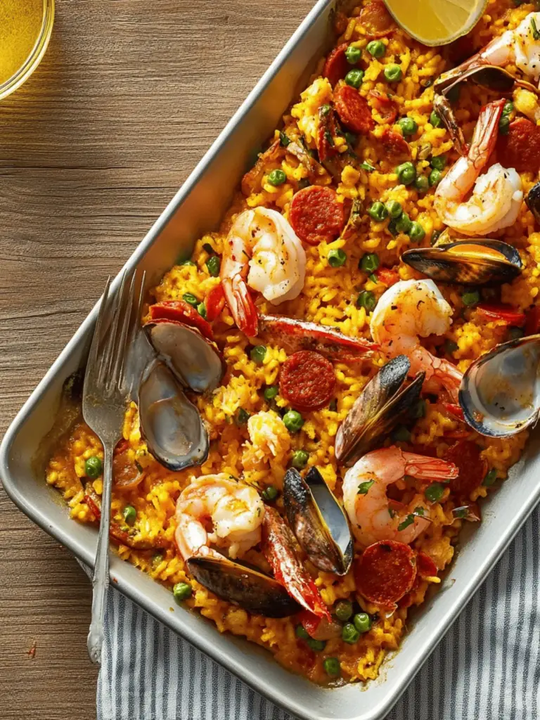 Sheet Pan Seafood and Chorizo Paella