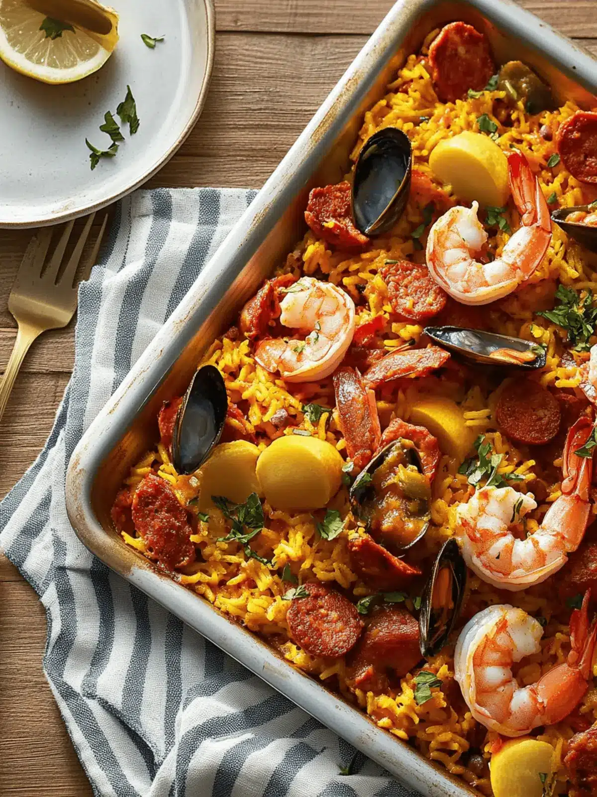 Sheet Pan Seafood and Chorizo Paella