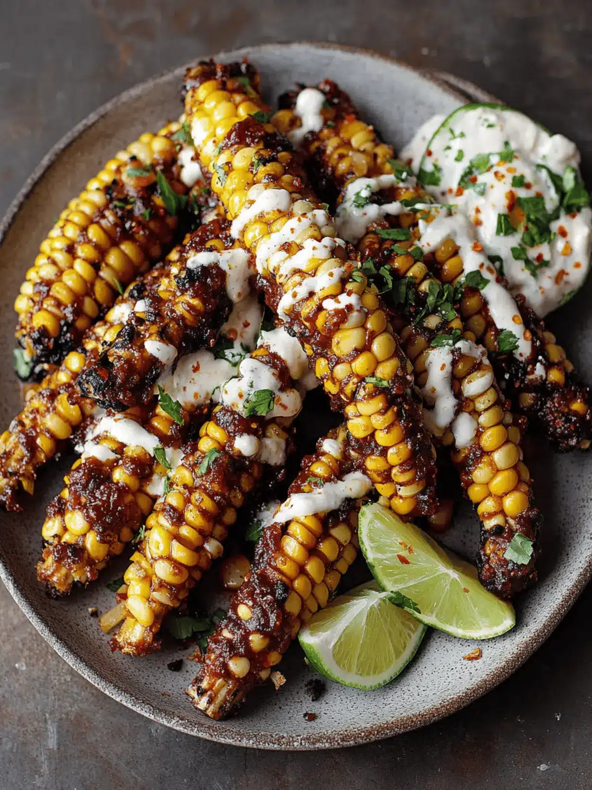Vegan Corn Ribs with Aleppo Chili Butter & Lime Zest Cream Cheese