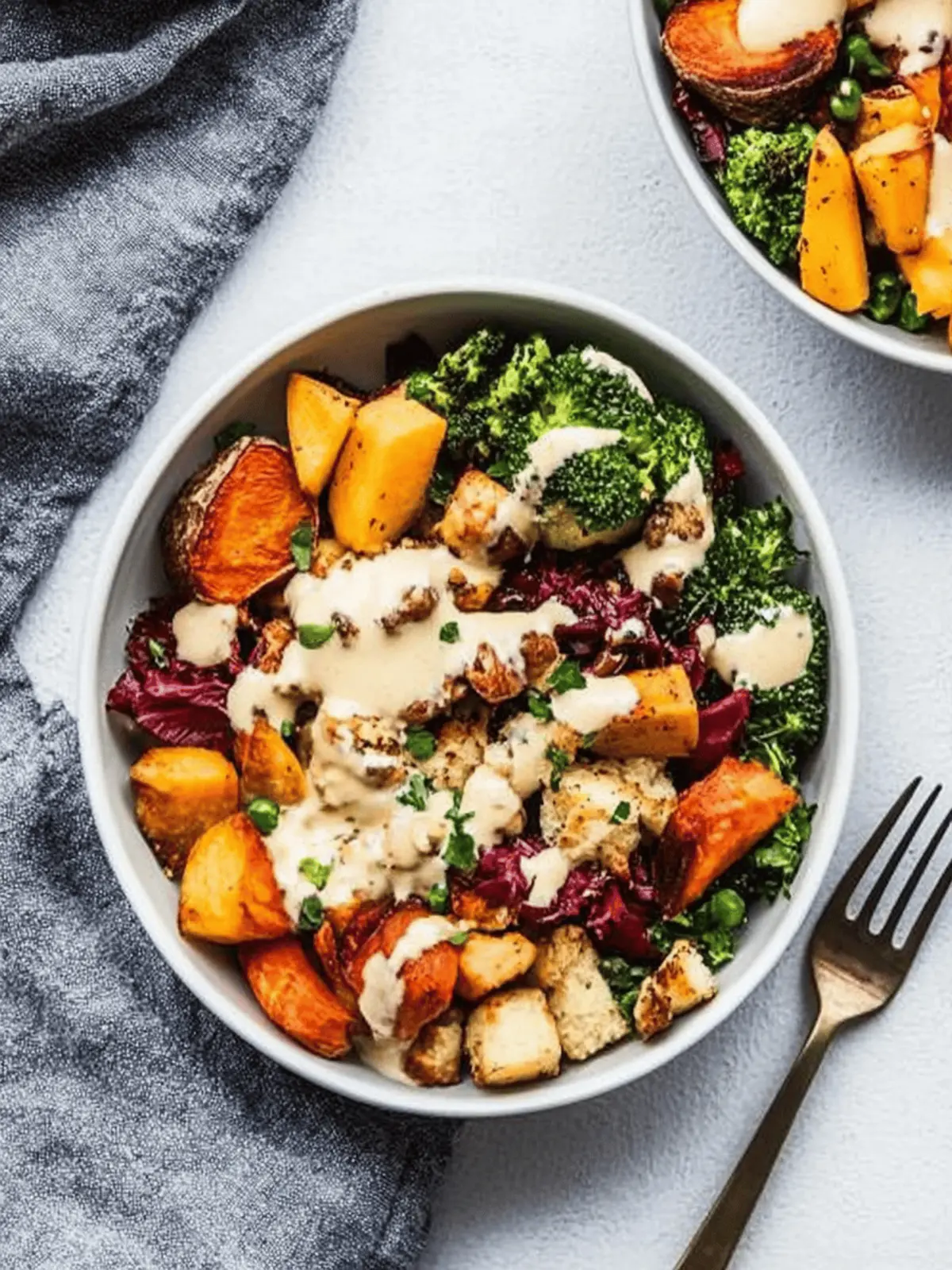 Roasted Root Vegetable Bowls with Creamy Tahini Bliss 4 Roasted Root Vegetable Bowls with Tahini Dressing