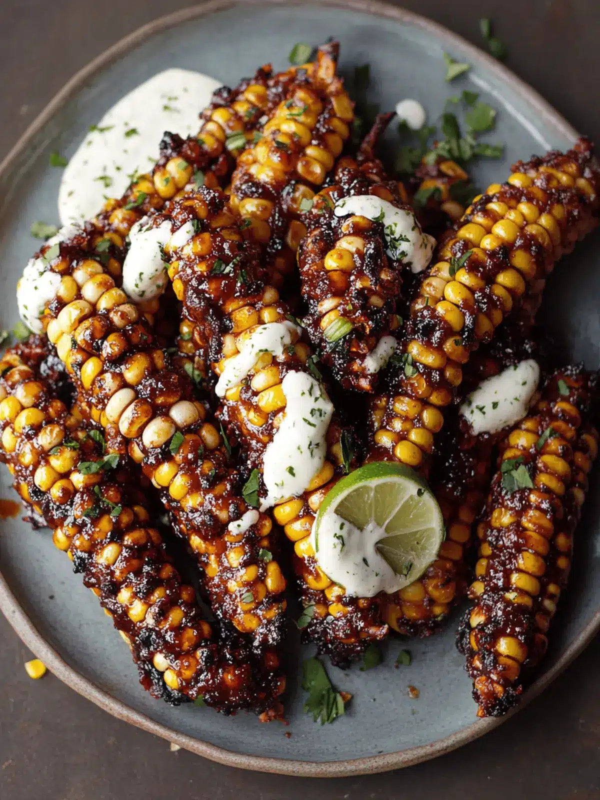 Vegan Corn Ribs with Aleppo Chili Butter & Lime Zest Cream Cheese