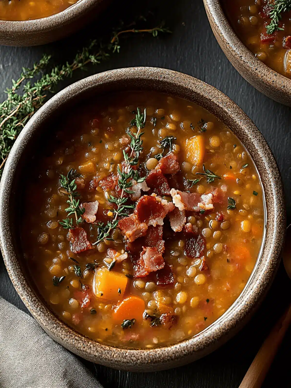 French Lentil Bacon Soup