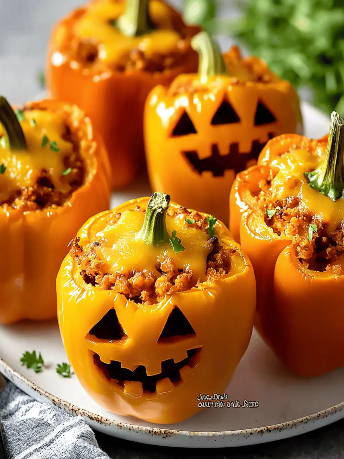 Jack O’Lantern Stuffed Peppers