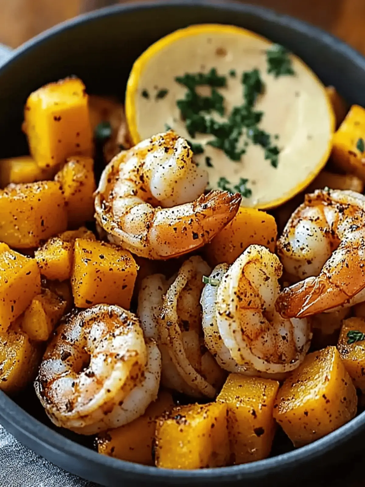 Spiced Shrimp with Roasted Honeynut squash