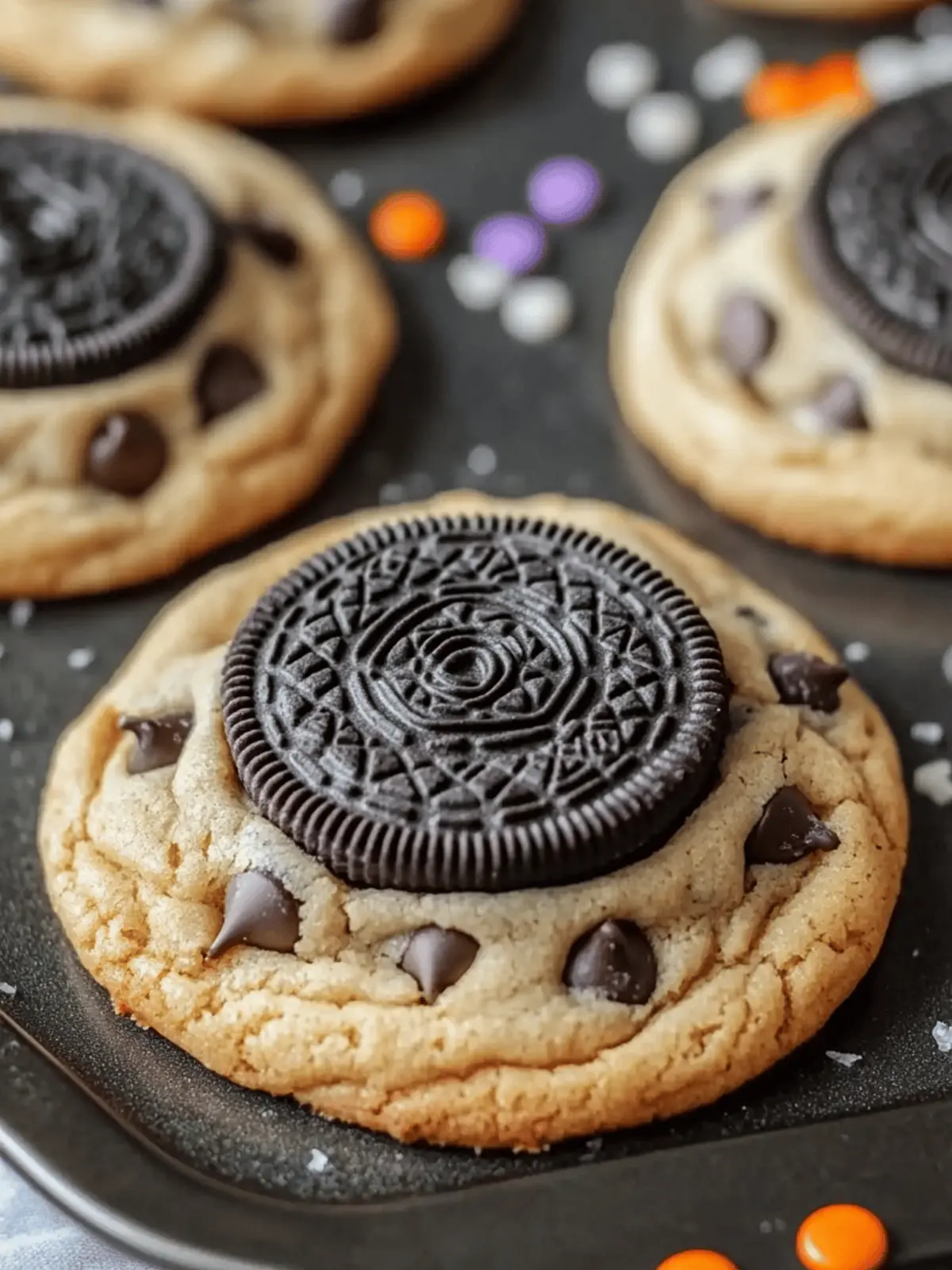 Halloween Oreo Stuffed Chocolate Chip Cookies