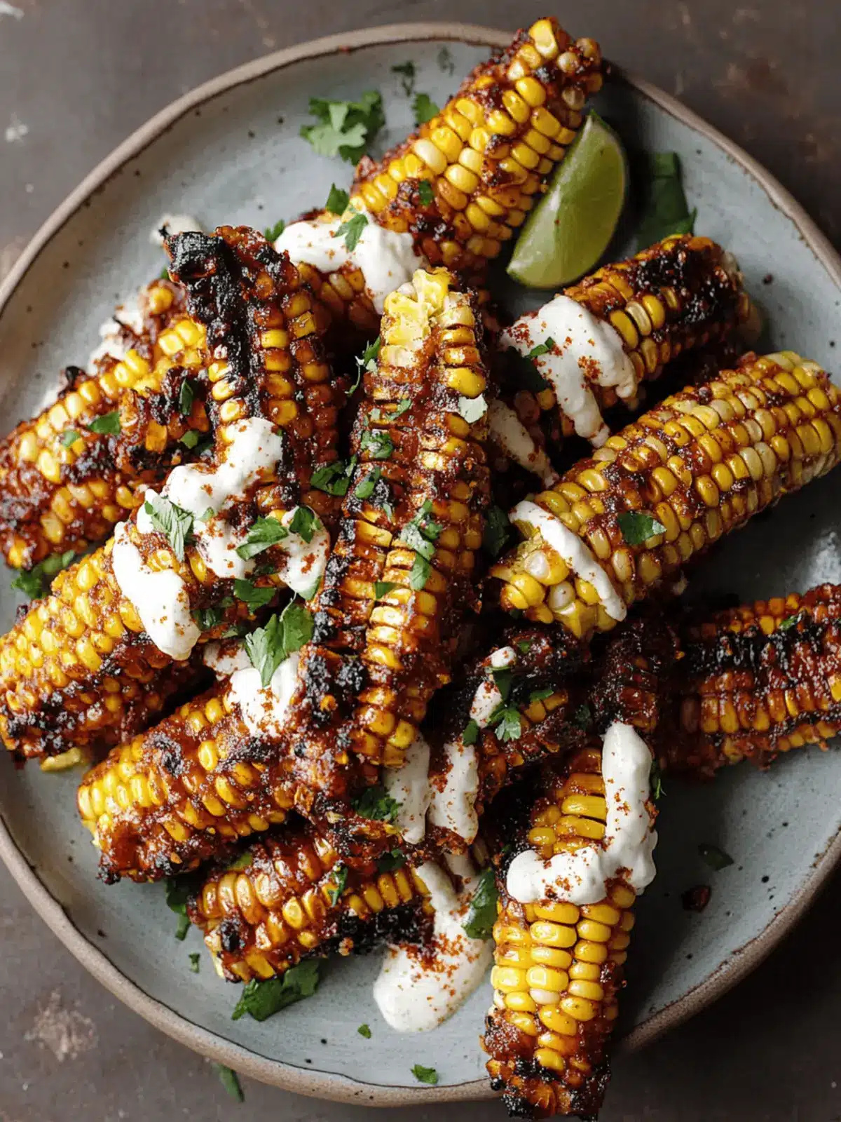 Vegan Corn Ribs with Aleppo Chili Butter & Lime Zest Cream Cheese