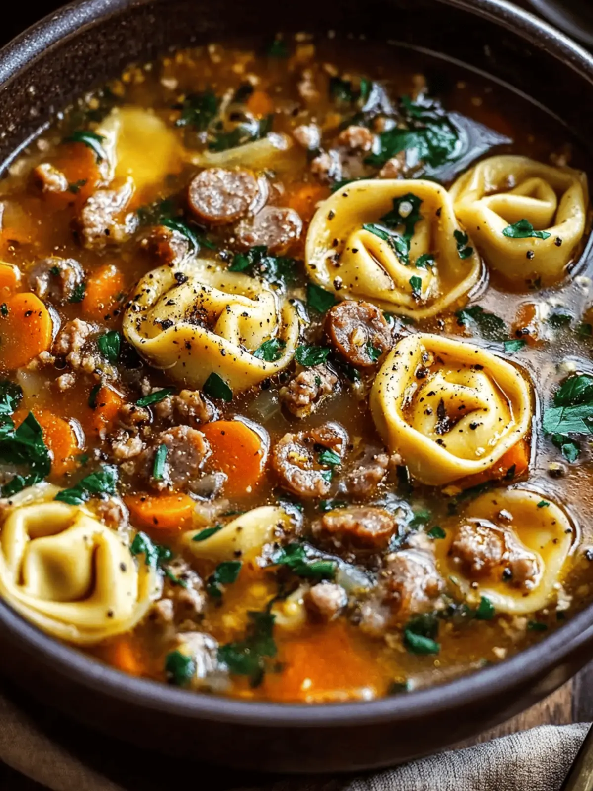 Autumn Tortellini Soup with Sausage