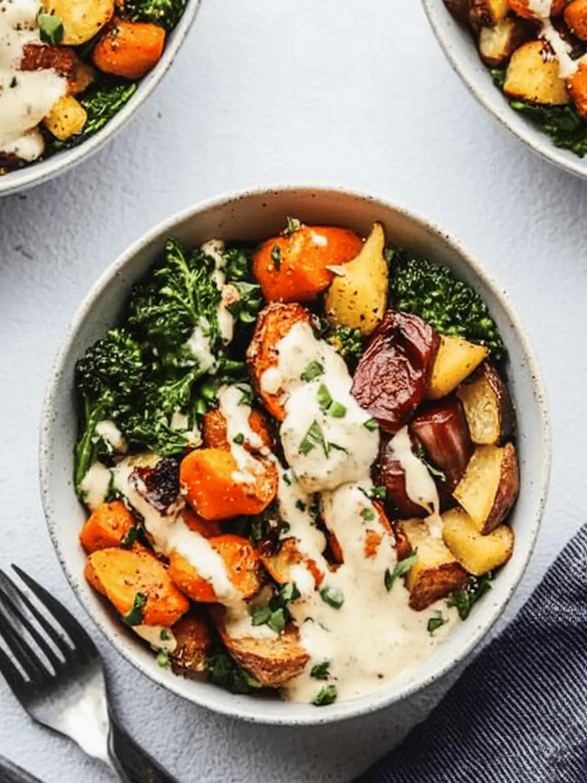 Roasted Root Vegetable Bowls with Tahini Dressing