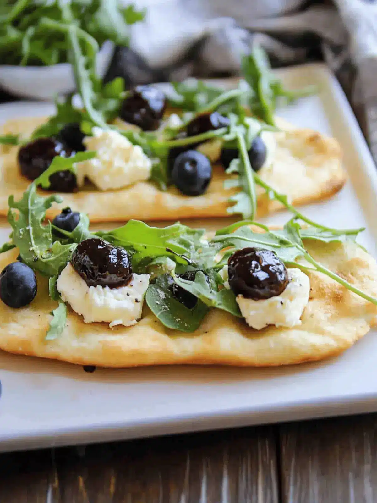 Easy Goat Cheese Flatbread With Arugula and Blueberries