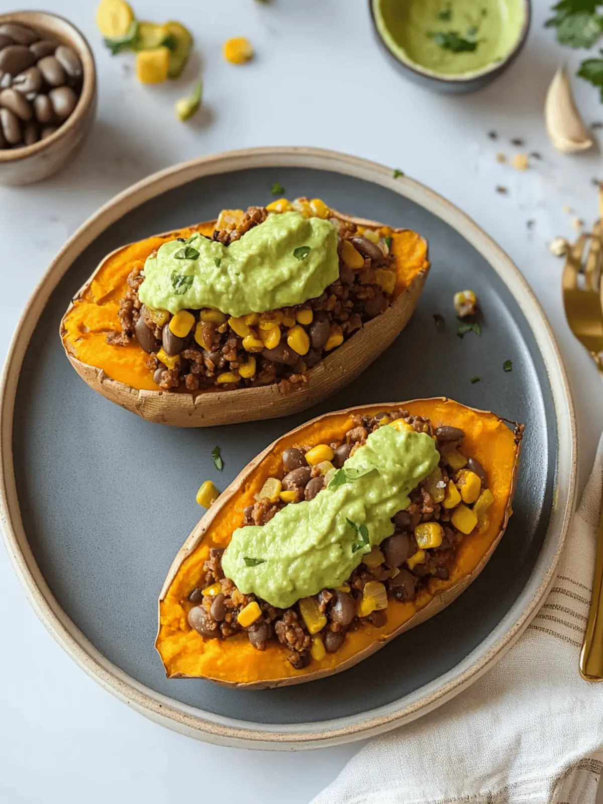 Vegan Loaded Sweet Potatoes with Creamy Avocado Twist 3 Vegan Loaded Sweet Potatoes