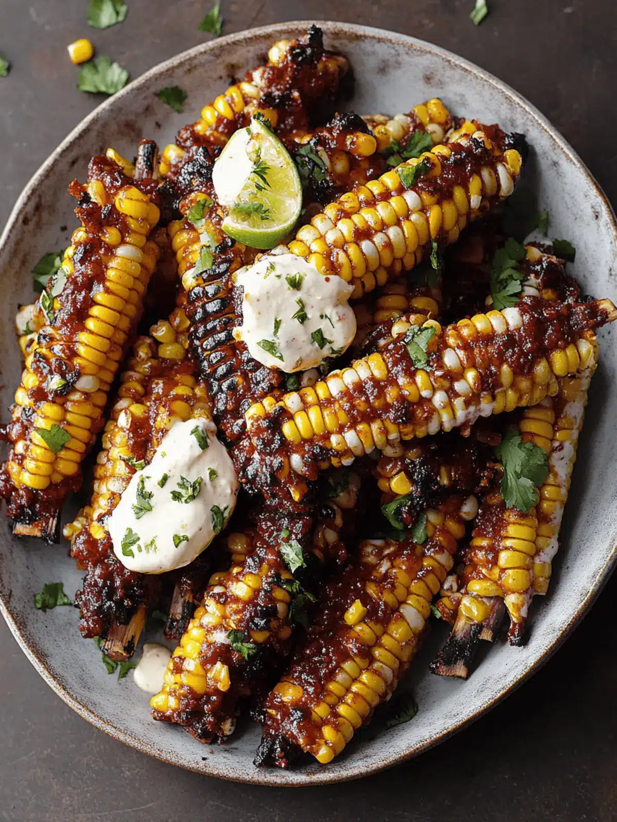 Vegan Corn Ribs with Aleppo Chili Butter & Lime Zest Cream Cheese