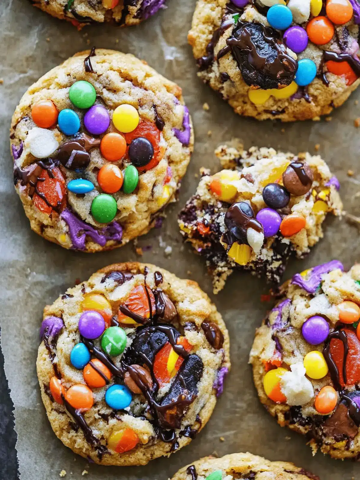 Halloween Candy Monster Cookies