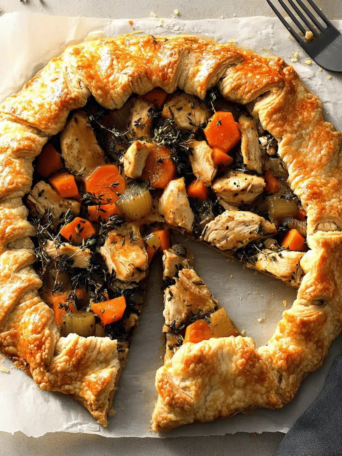 Chicken Potpie Galette with Cheddar-Thyme Crust