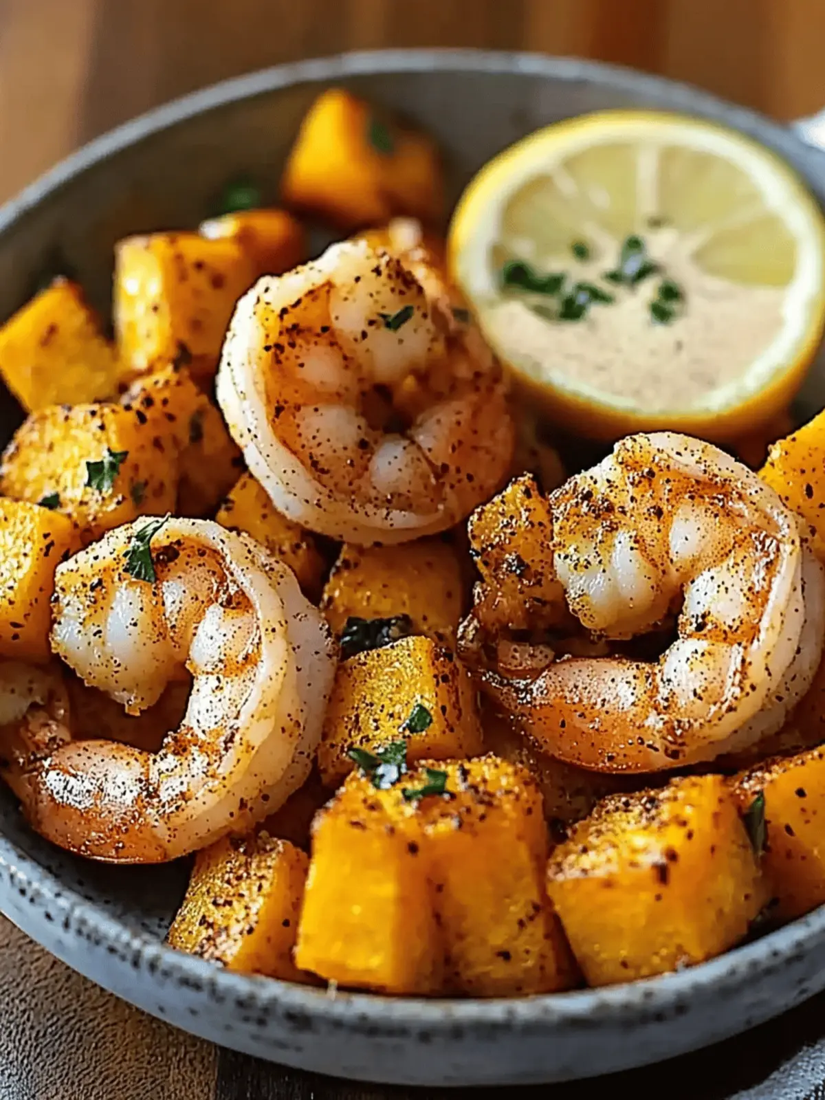 Spiced Shrimp with Roasted Honeynut squash
