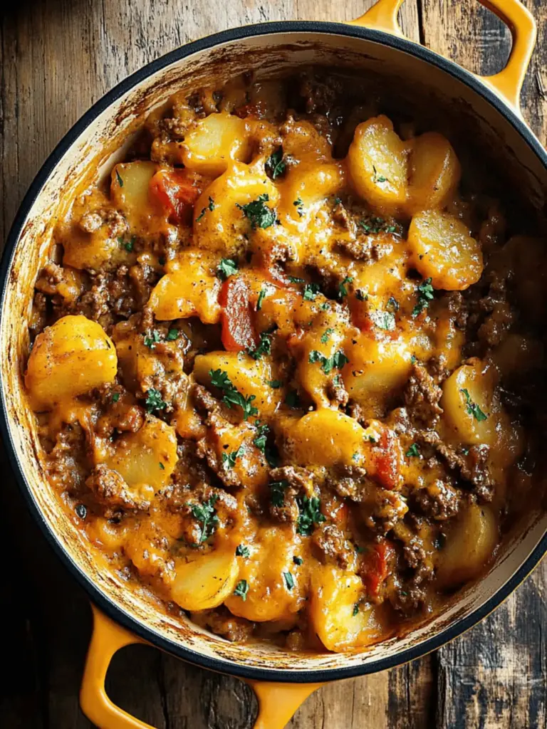 Cheesy One Pot Beef and Potatoes