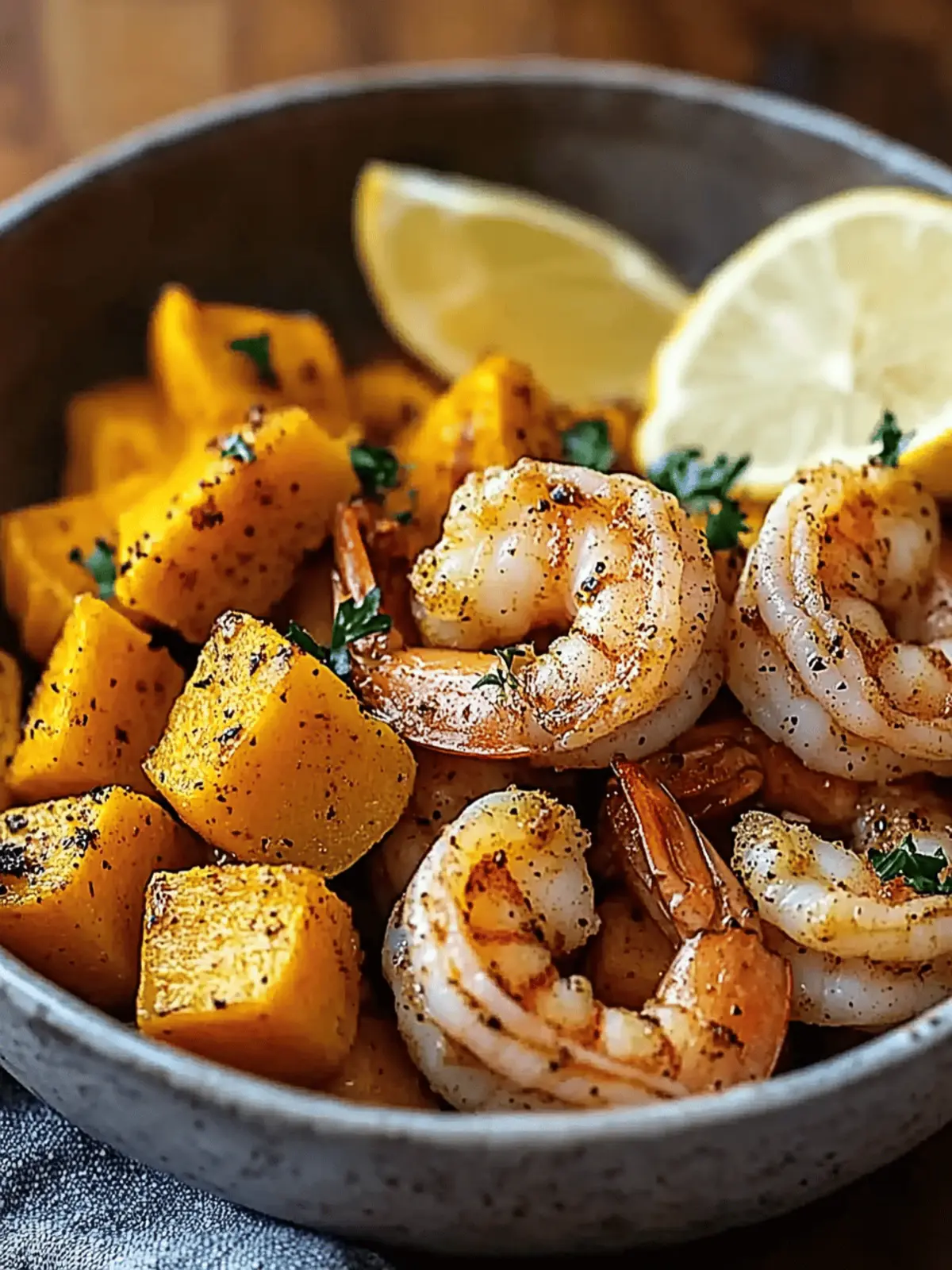 Spiced Shrimp with Roasted Honeynut squash