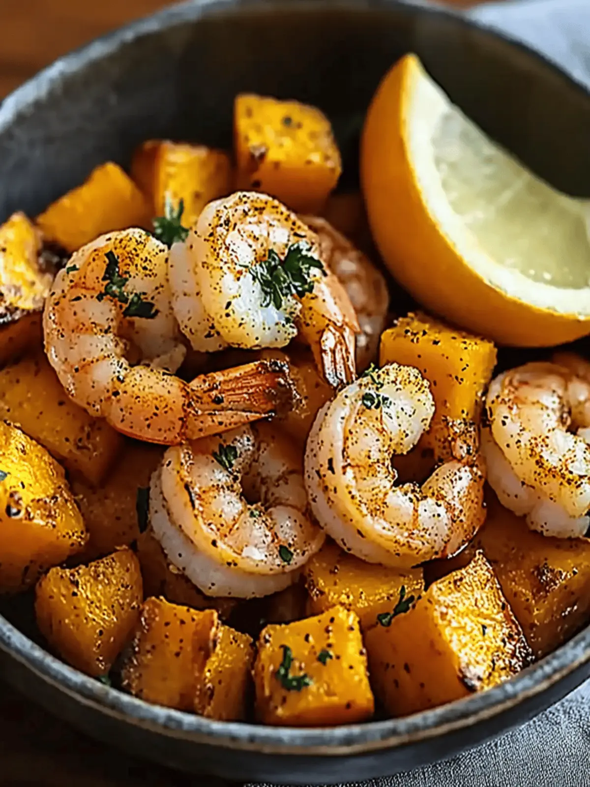 Spiced Shrimp with Roasted Honeynut squash