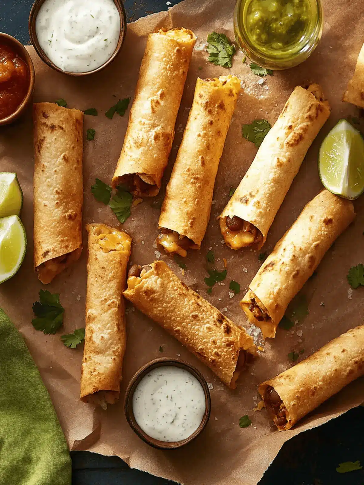 Crispy Bean & Cheese Taquitos: Easy Homemade Perfection 4 Bean & Cheese Taquitos