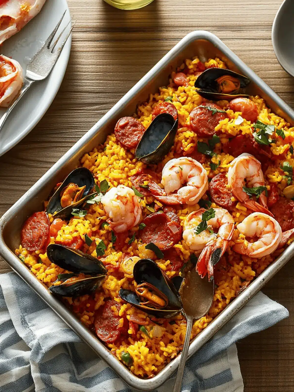 Sheet Pan Seafood and Chorizo Paella