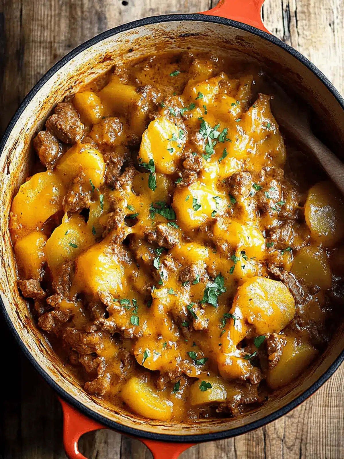 Cheesy One Pot Beef and Potatoes