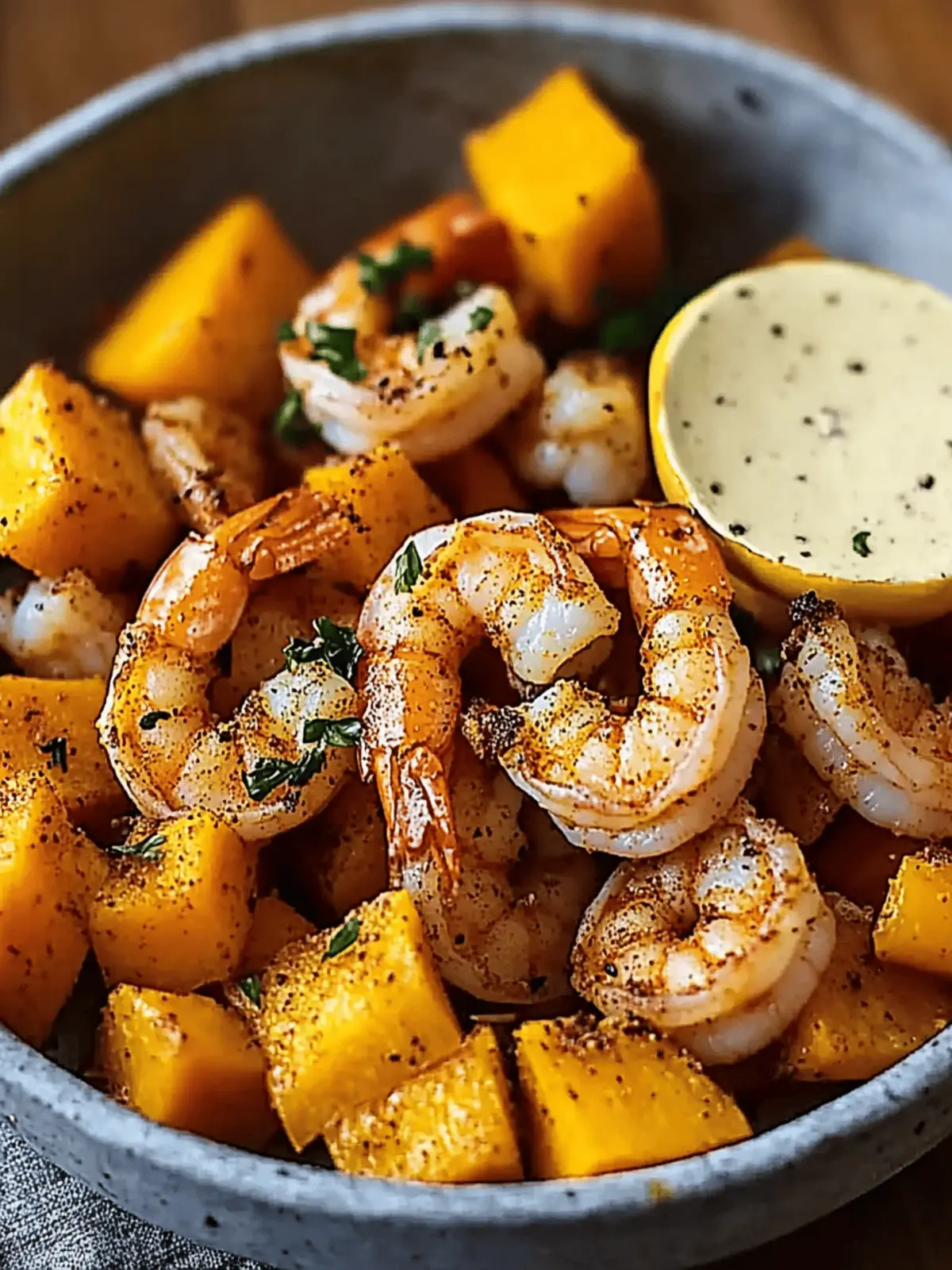 Spiced Shrimp with Roasted Honeynut squash