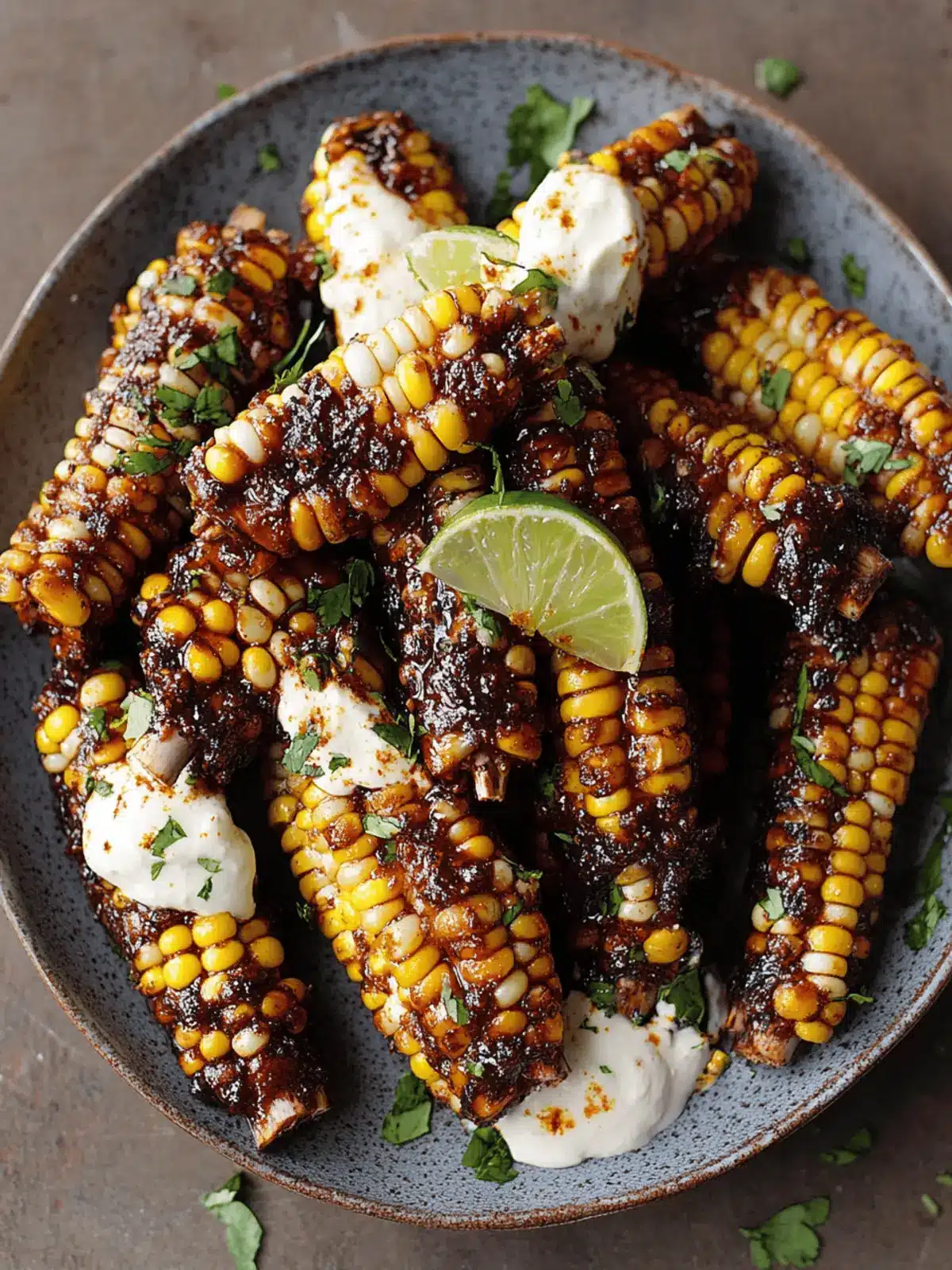 Vegan Corn Ribs with Aleppo Chili Butter & Lime Zest Cream Cheese