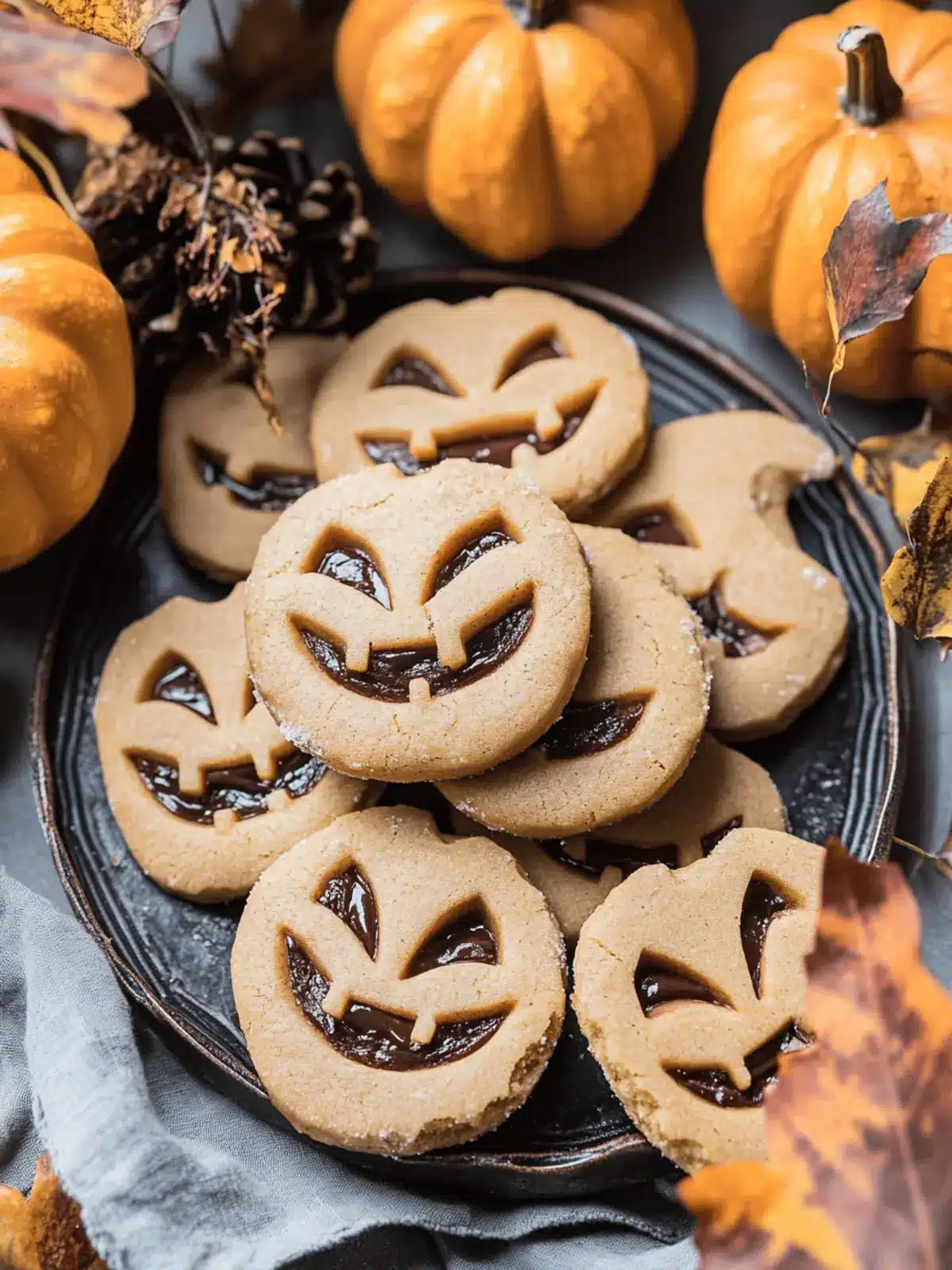 Milk Chocolate Stuffed Jack-O’-Lantern Cookies.