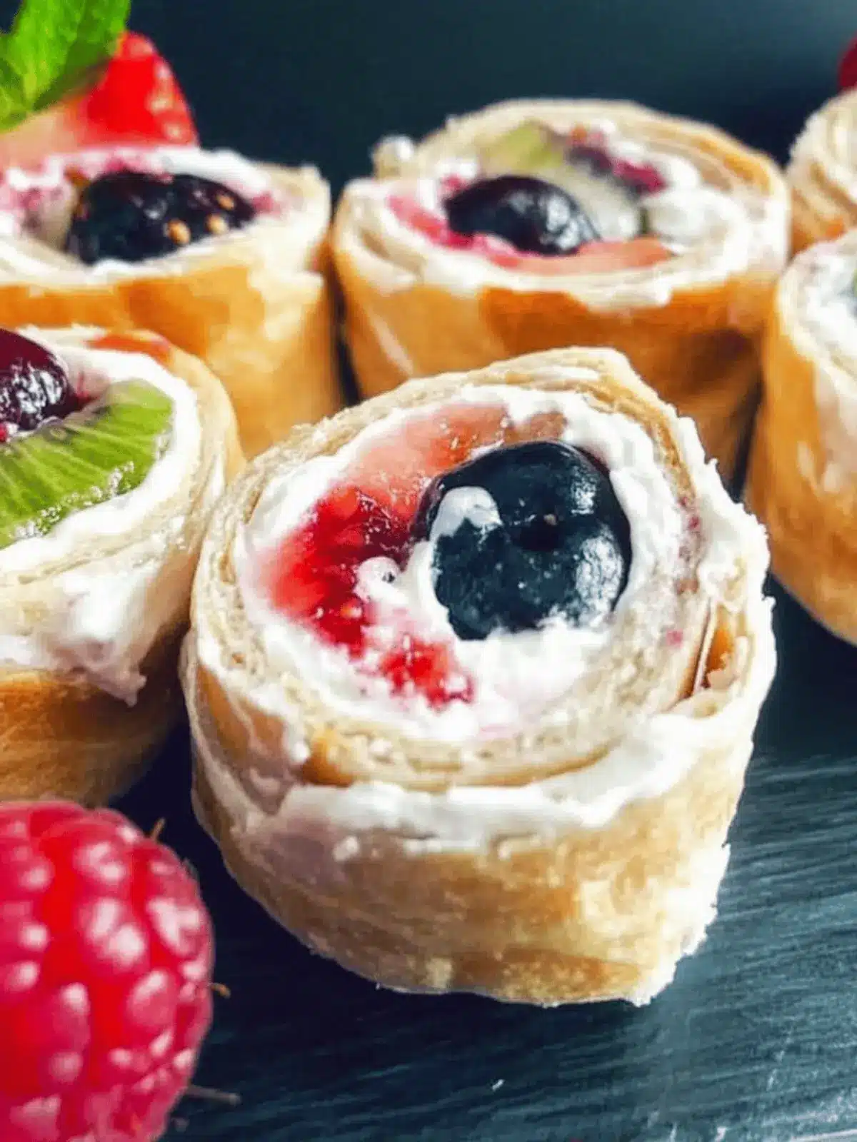 Easy Fruit Pinwheels with Cream Cheese and Berries