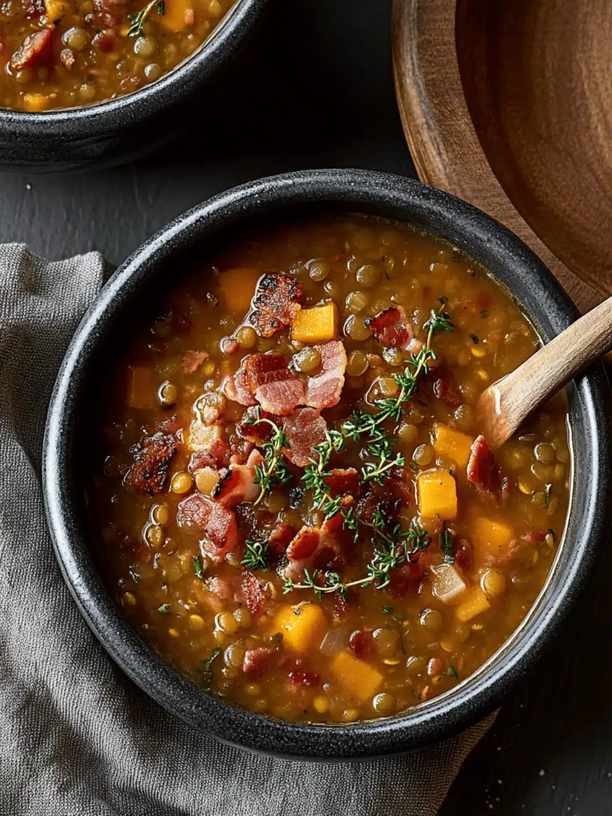 French Lentil Bacon Soup