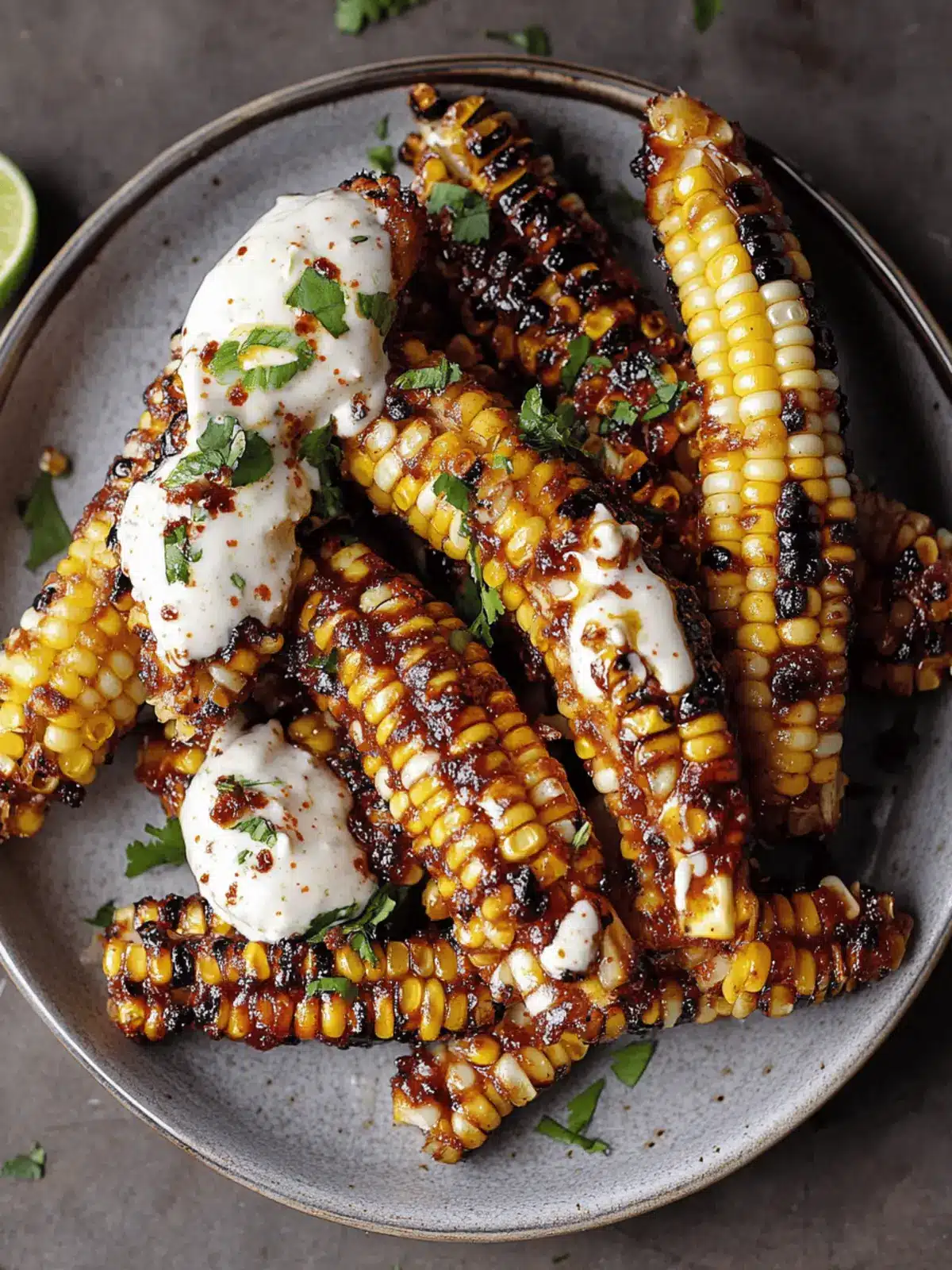 Vegan Corn Ribs with Aleppo Chili Butter & Lime Zest Cream Cheese