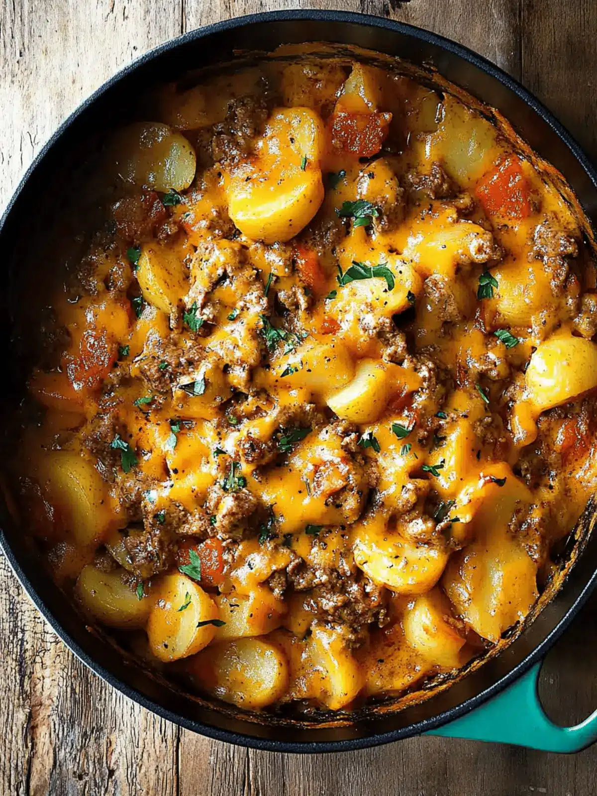 Cheesy One Pot Beef and Potatoes