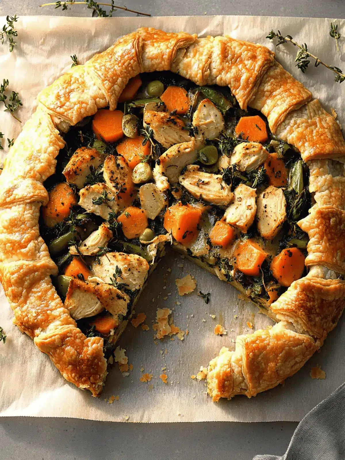 Chicken Potpie Galette with Cheddar-Thyme Crust